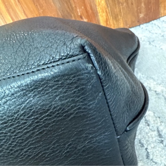 Tory Burch Tote Handbag Shoulder Bag Black Pebbled Leather Read F - Picture 11 of 14